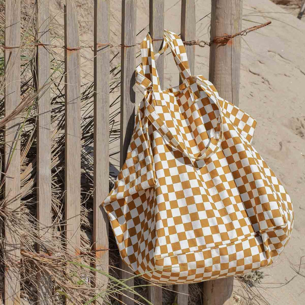 
                  
                    ELISA Ecru Caramel Check Print Bag
                  
                