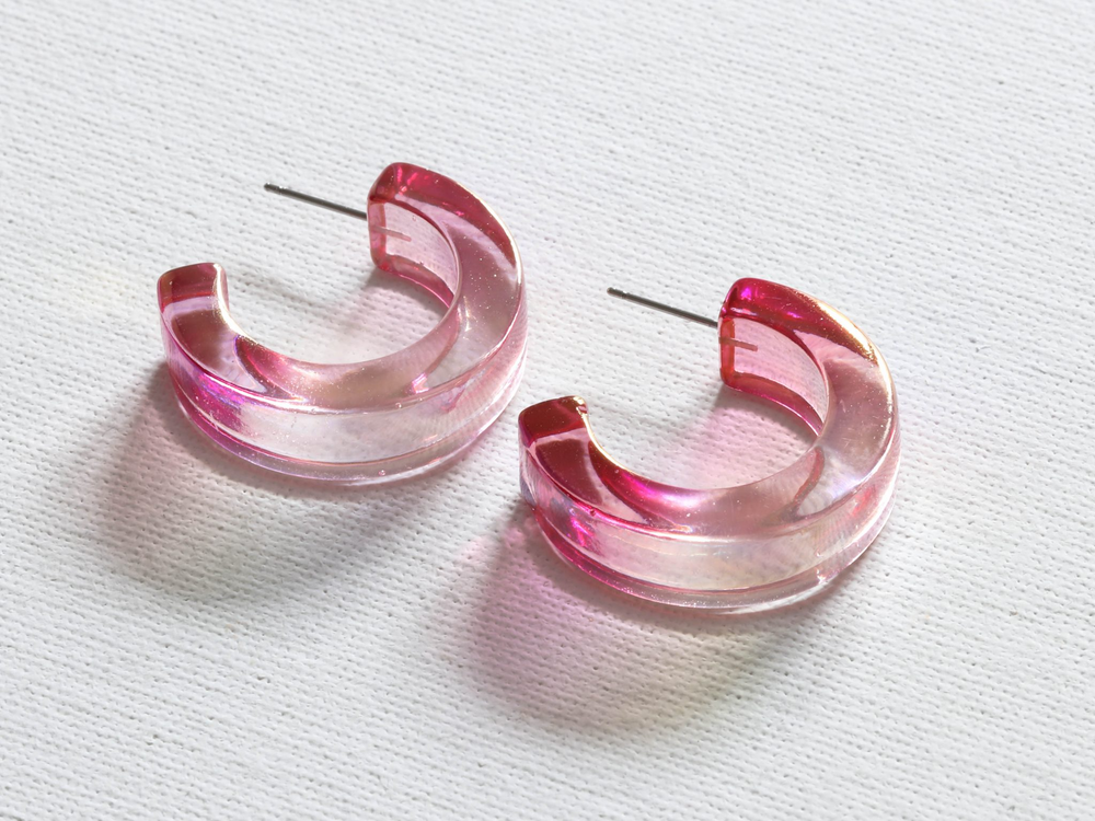 CELIA Pink Gold 2 Tone Resin Hoop Earring
