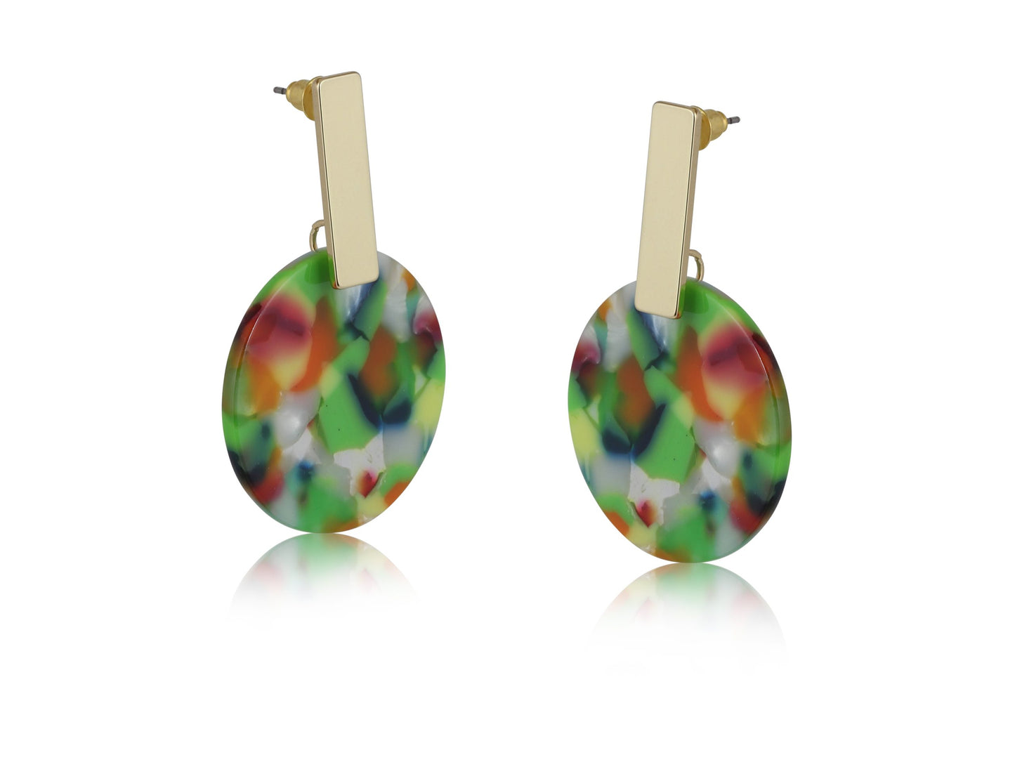 Green Orange Statement Metal And Resin Earrings Victoria met Albert