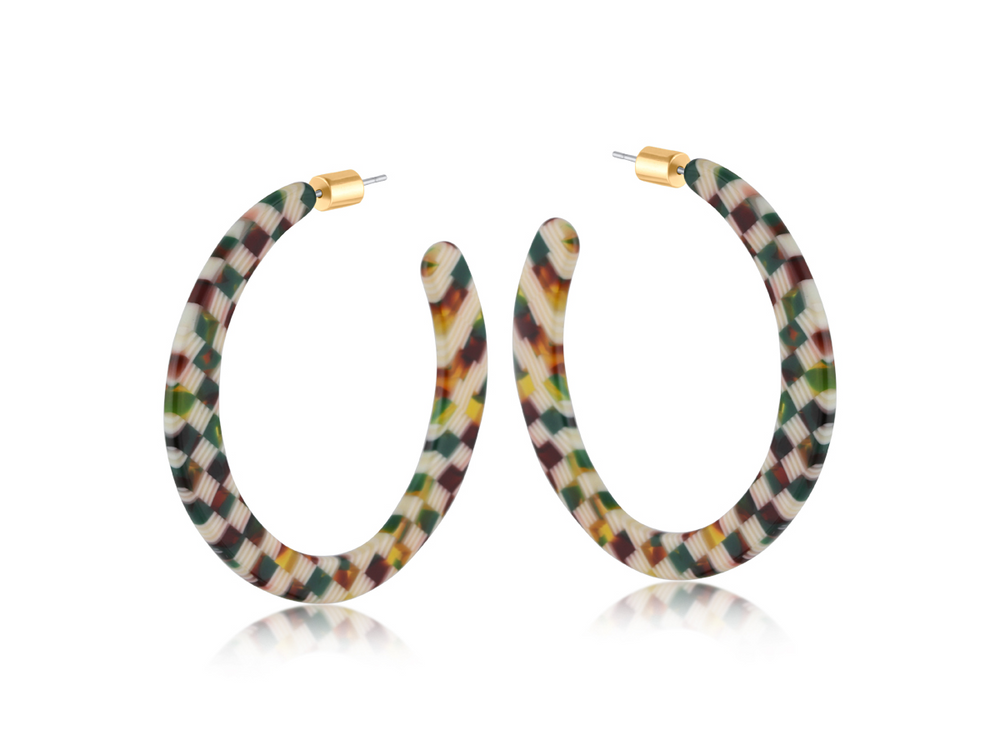 MARIE Statement-Ohrring aus braun-grünem Harz