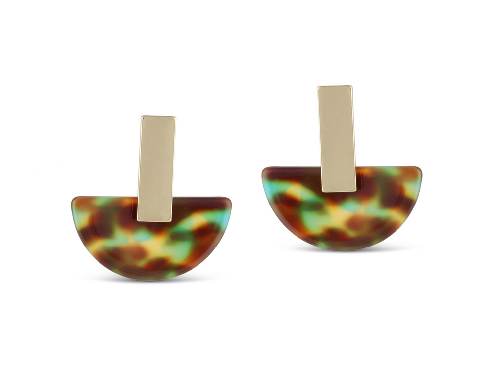 ZARA Blue Yellow Brown Resin Half Disc Earring