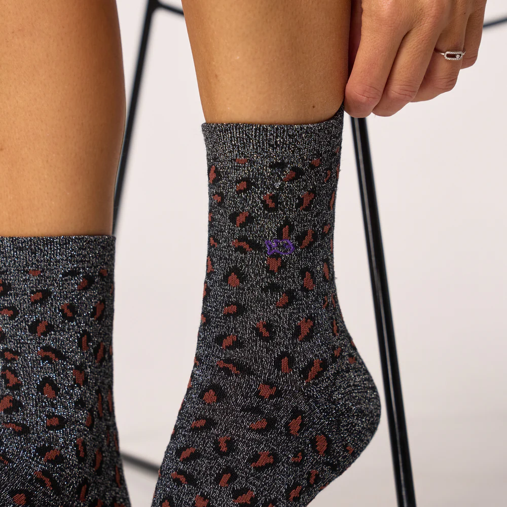 
                  
                    Black Silver Leopard Socks
                  
                