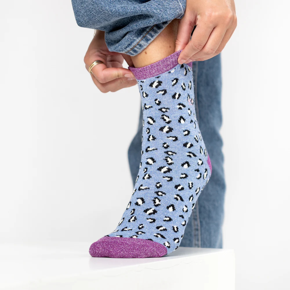 
                  
                    Blue Glittery Leopard Socks
                  
                
