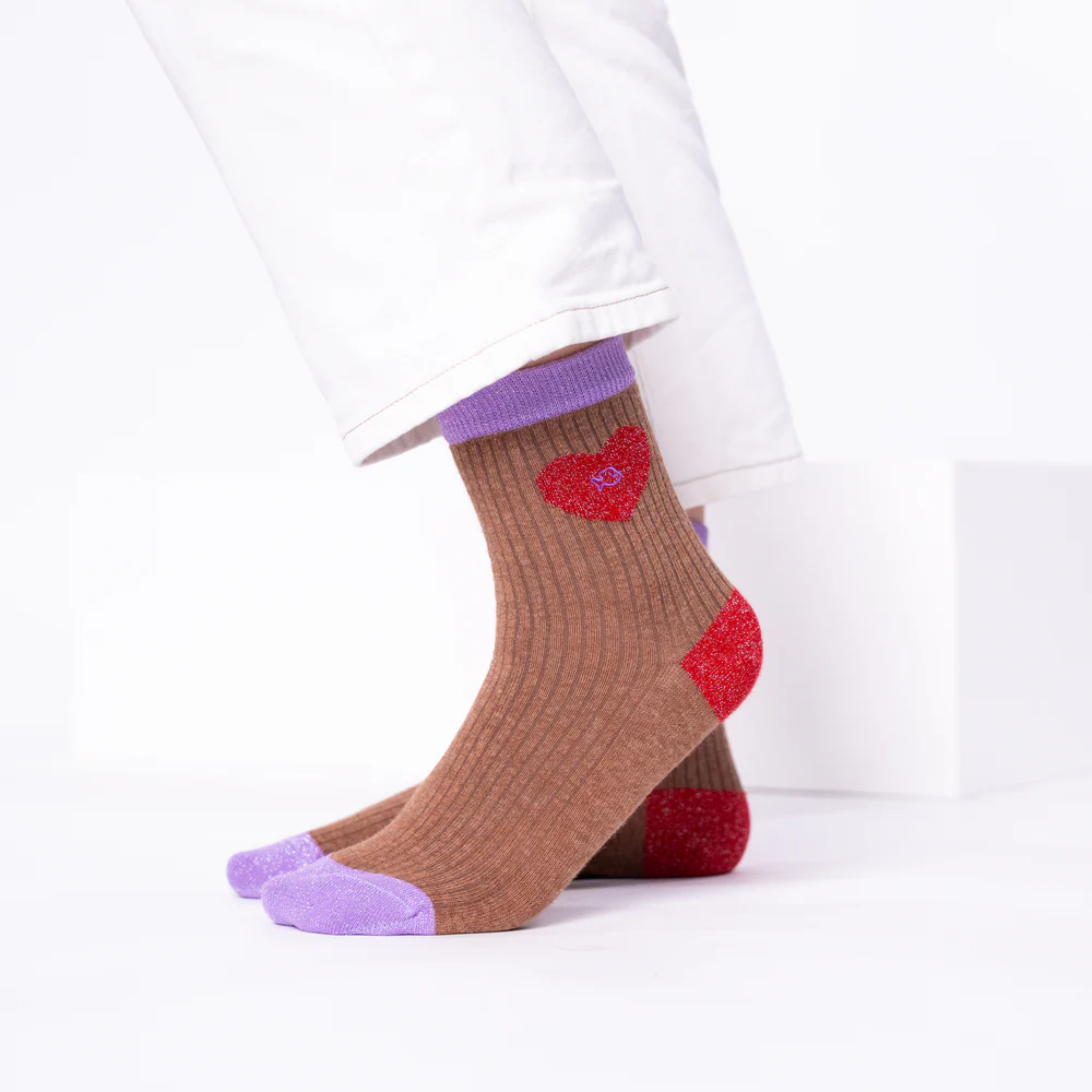 
                  
                    Brown Red Heart Socks
                  
                