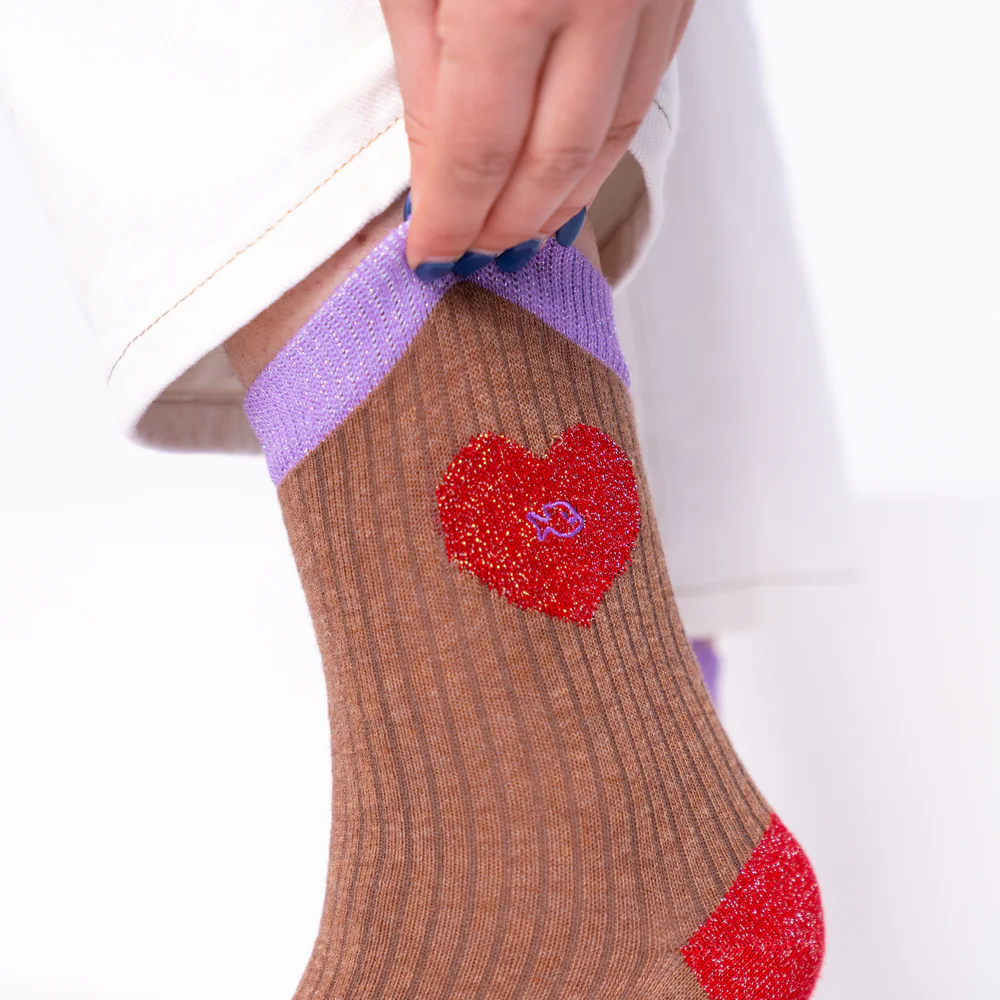 
                  
                    Brown Red Heart Socks
                  
                