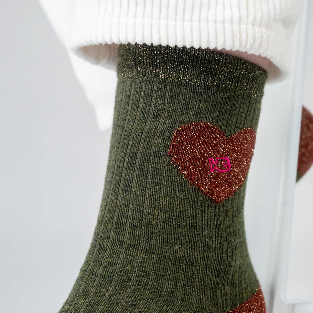 
                  
                    Dark Green Heart Socks
                  
                