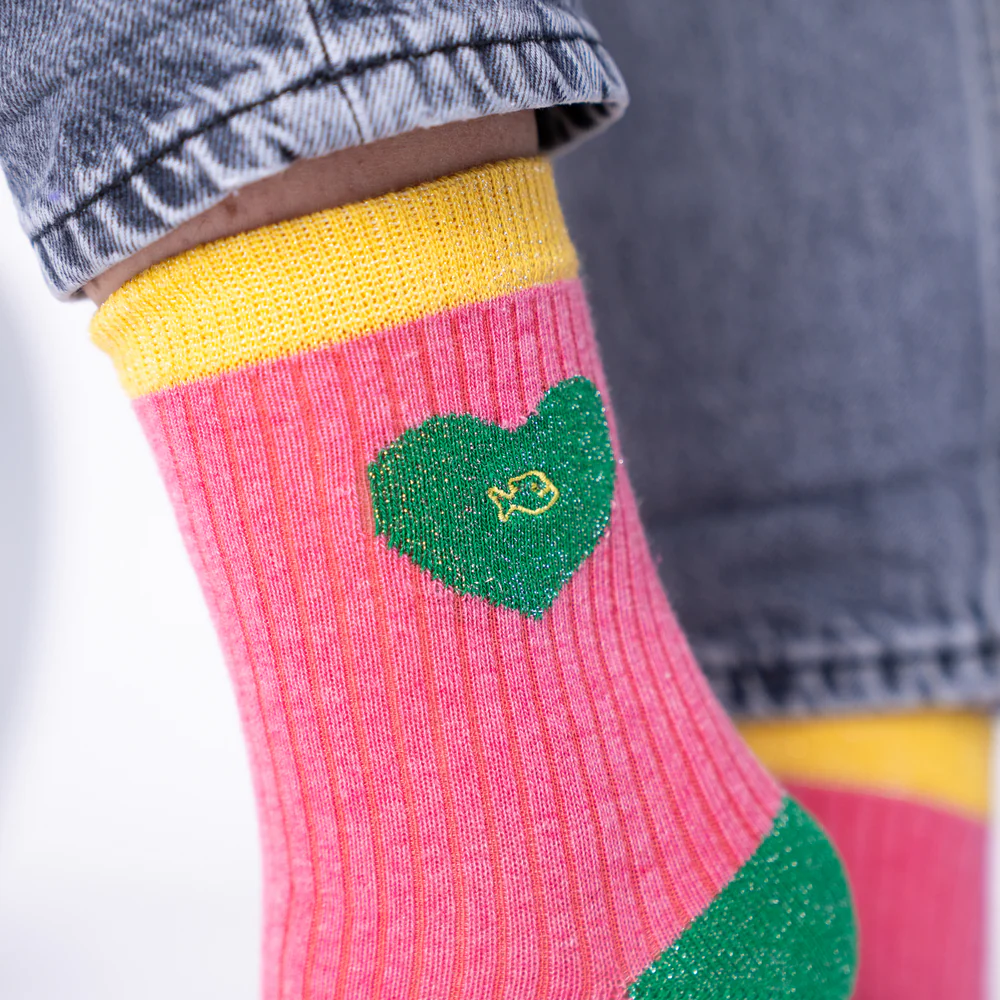 
                  
                    Pink Green Heart Socks
                  
                