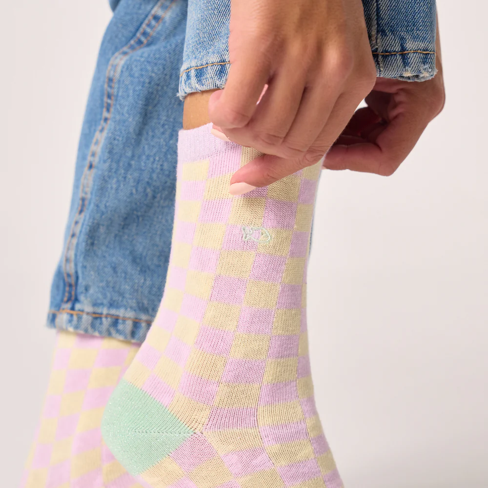 
                  
                    Purple Yellow Checkered Socks
                  
                