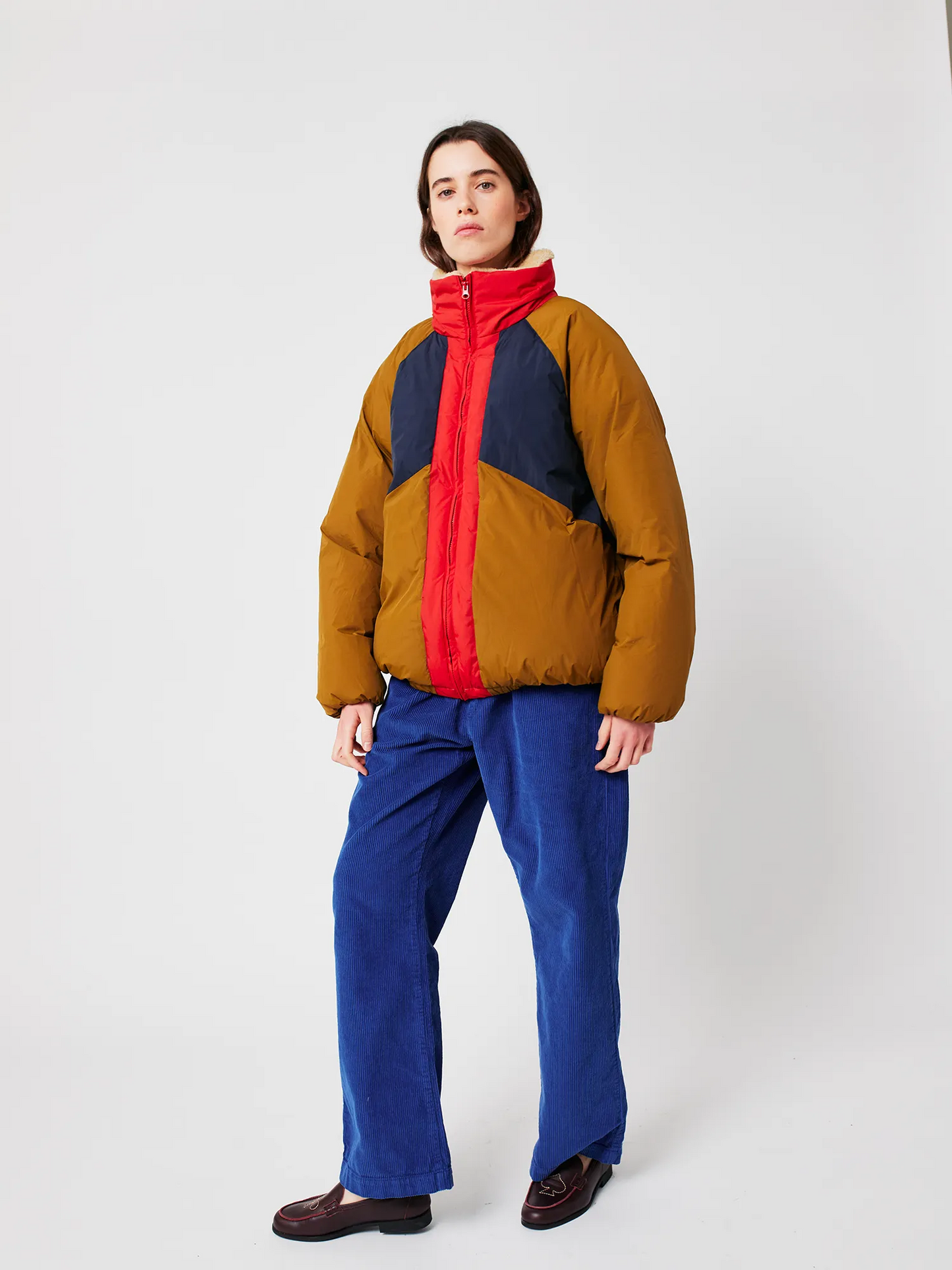 
                  
                    Khaki Colorblock Ranglan Sleeve Padded Jacket
                  
                