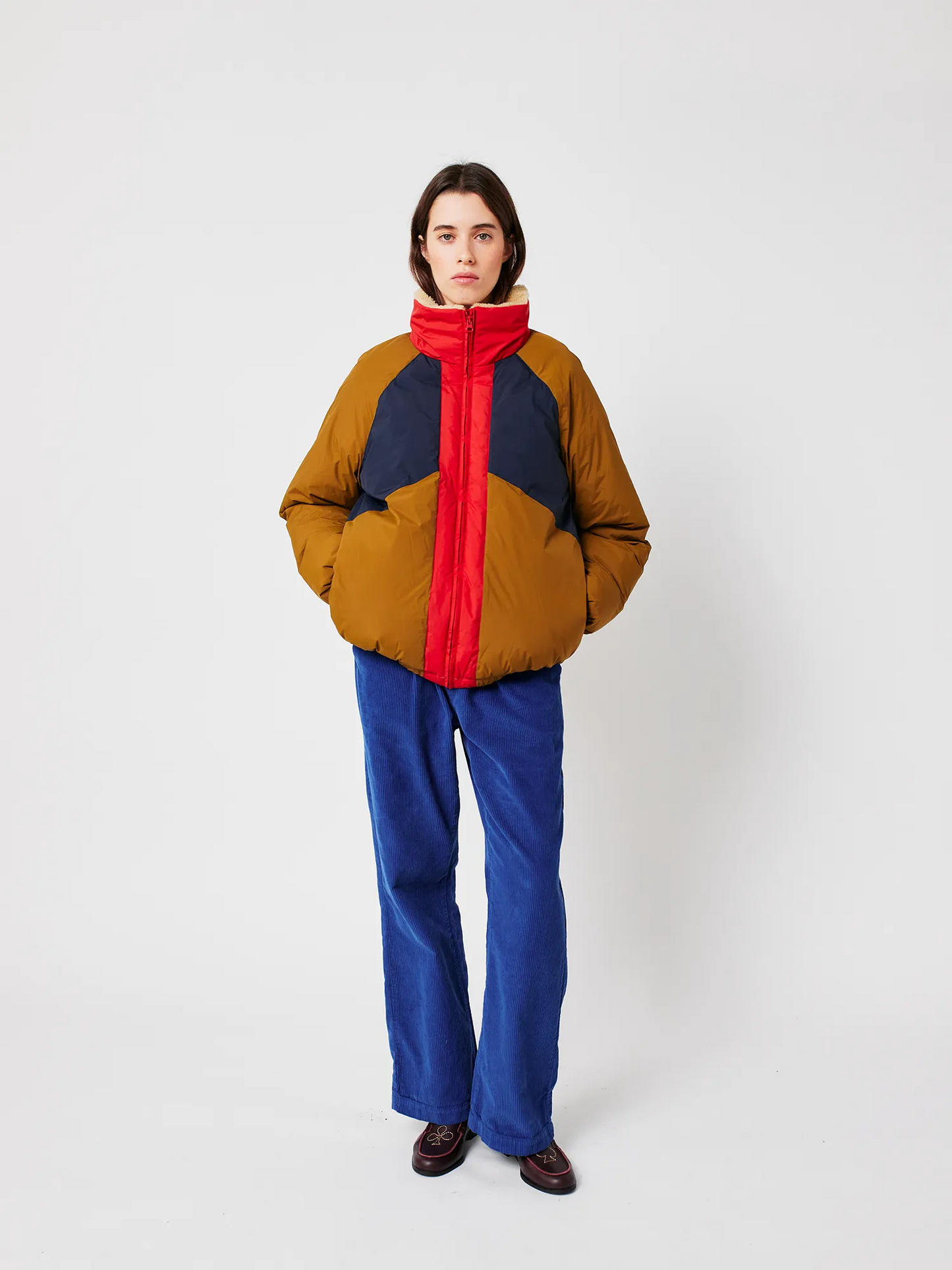
                  
                    Khaki Colorblock Ranglan Sleeve Padded Jacket
                  
                