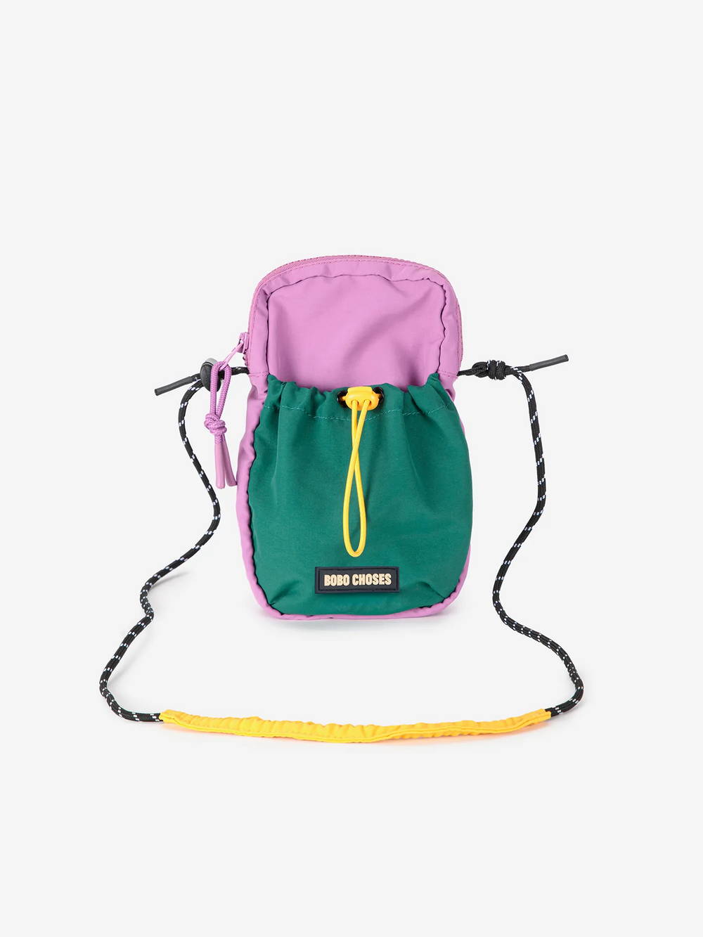 Mehrfarbige Mini-Tasche aus technischem Material mit Farbblockdesign