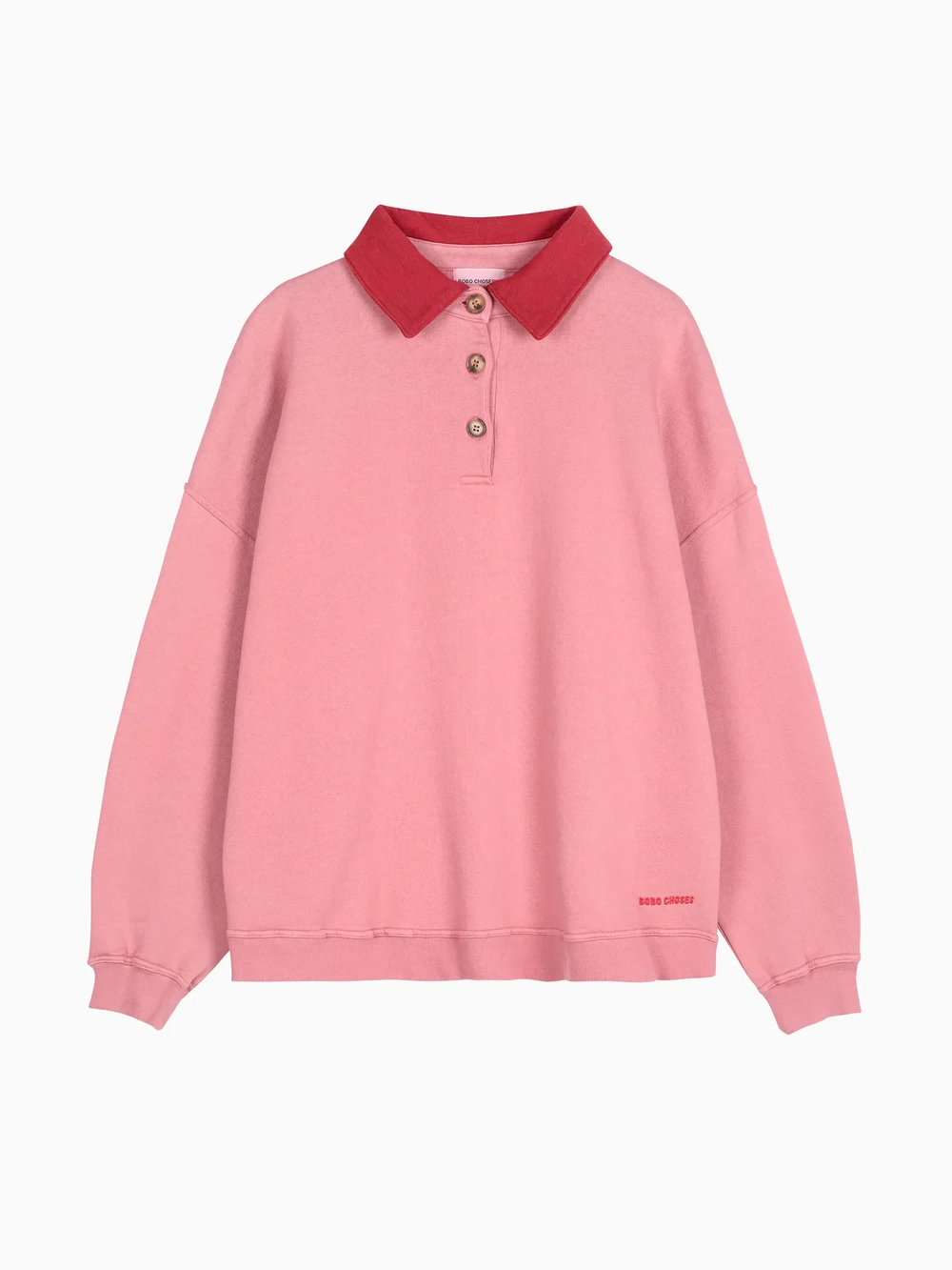 Rosa Polo-Oversize-Pullover mit Colorblock-Muster