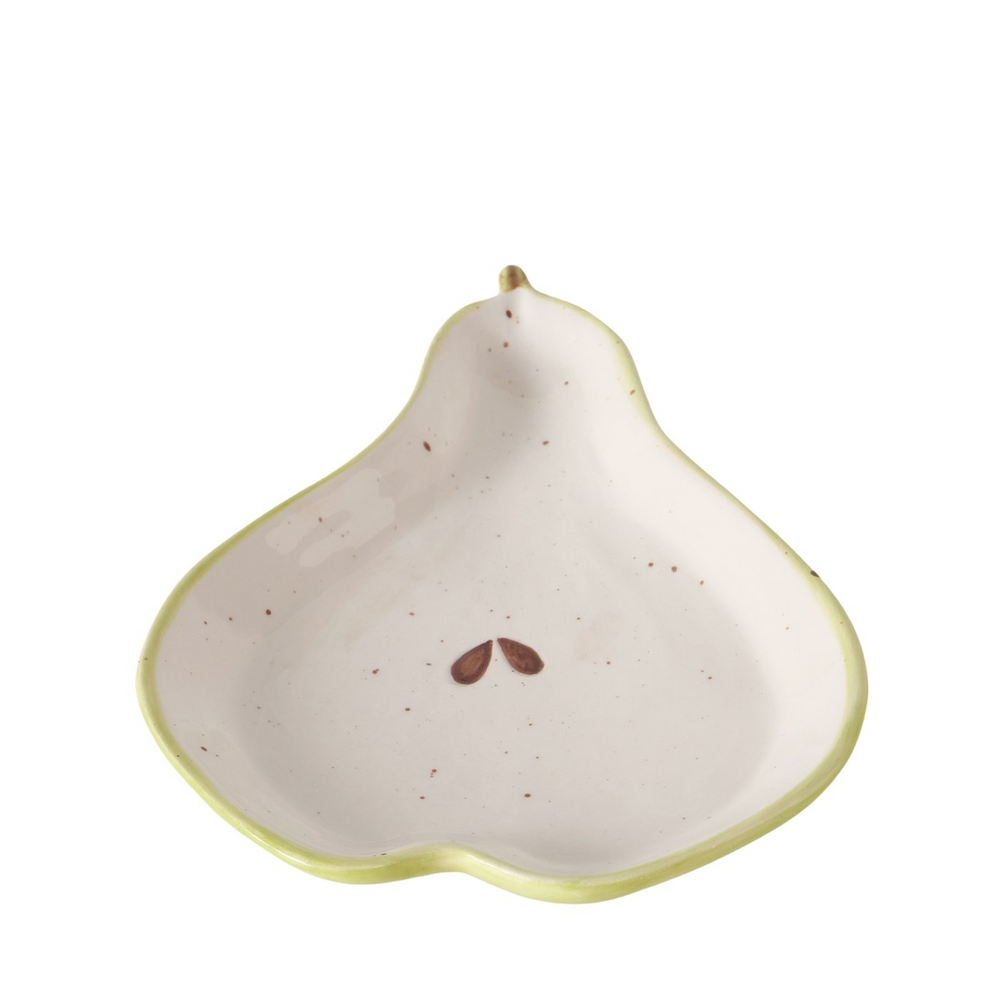 Cream White Green Birne Ceramic Bowl