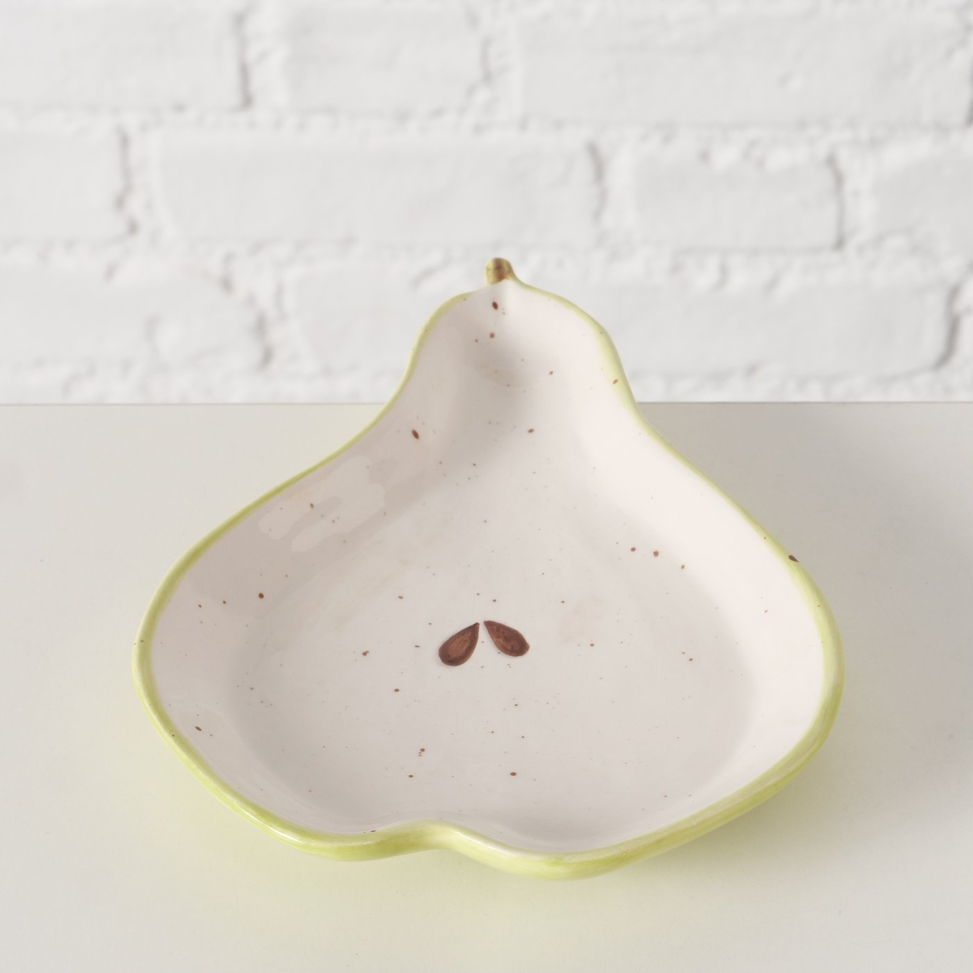 
                  
                    Cream White Green Birne Ceramic Bowl
                  
                