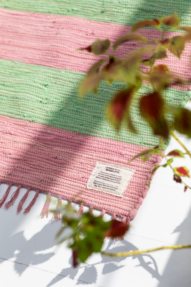 
                  
                    Medium Bubblegum & Bright Green Chindi Rug
                  
                