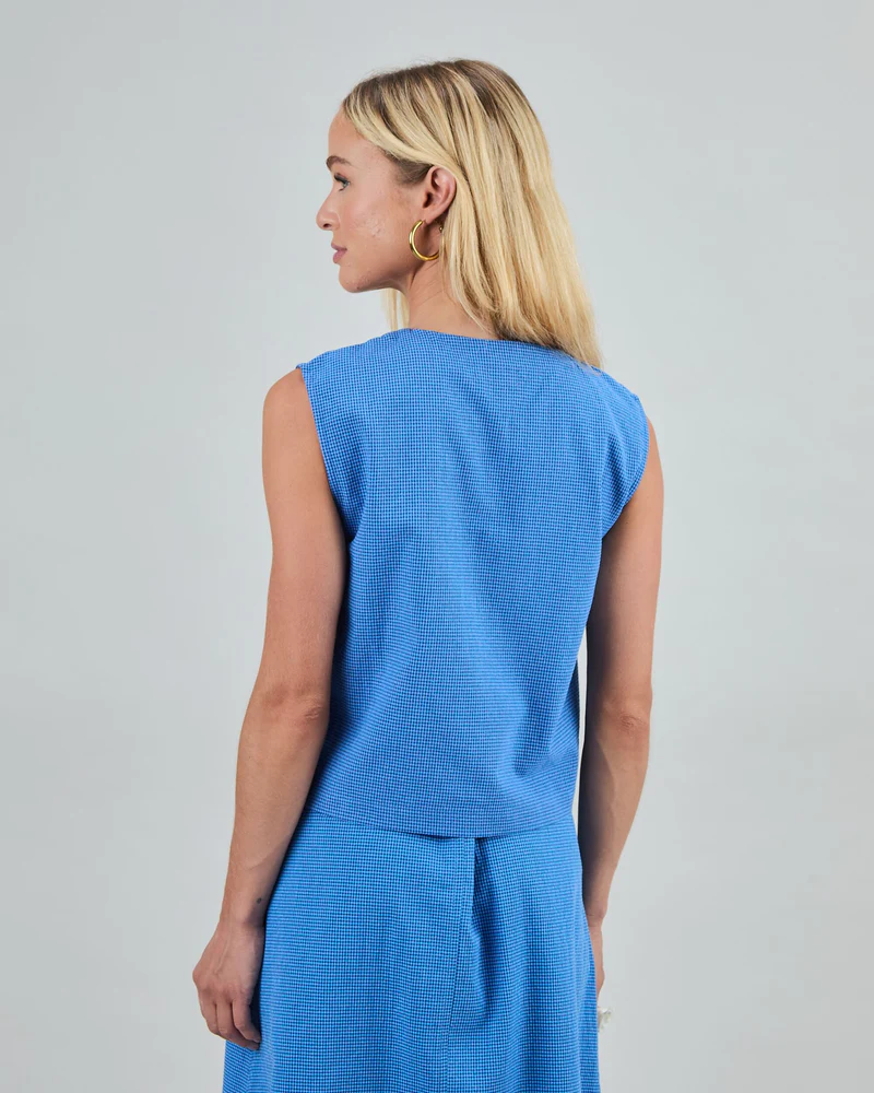 
                  
                    Blue Checks Button Up Blouse
                  
                