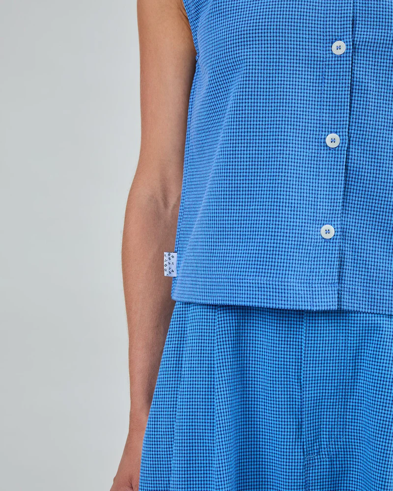 
                  
                    Blue Checks Button Up Blouse
                  
                