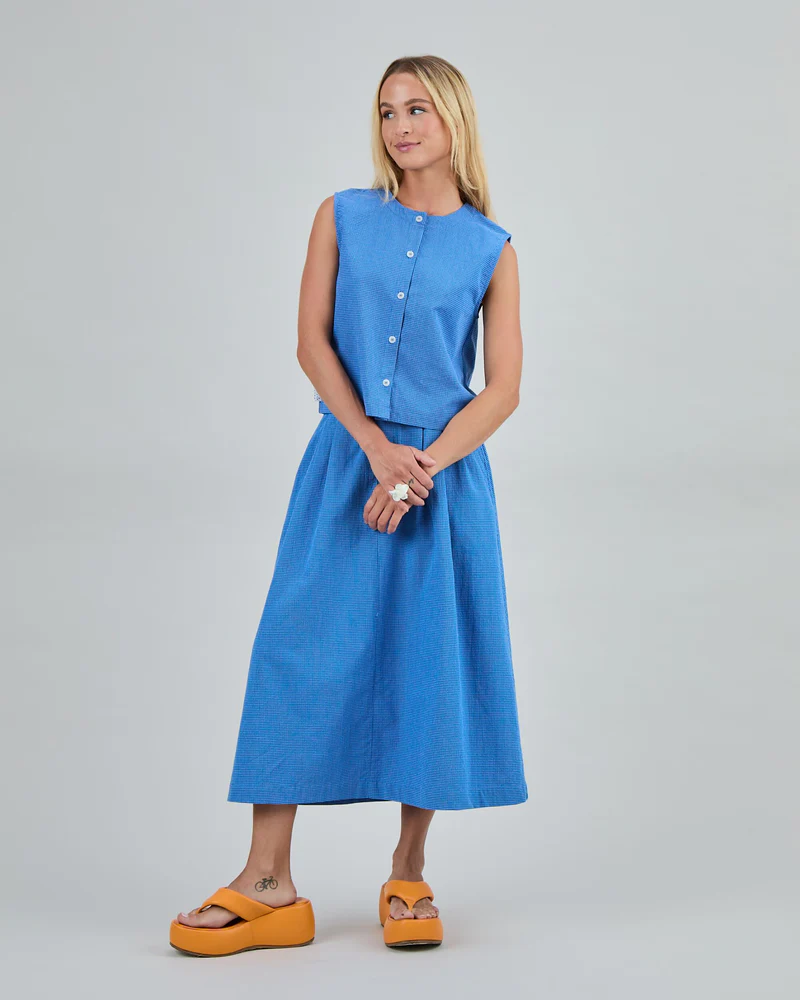 
                  
                    Blue Checks Button Up Blouse
                  
                