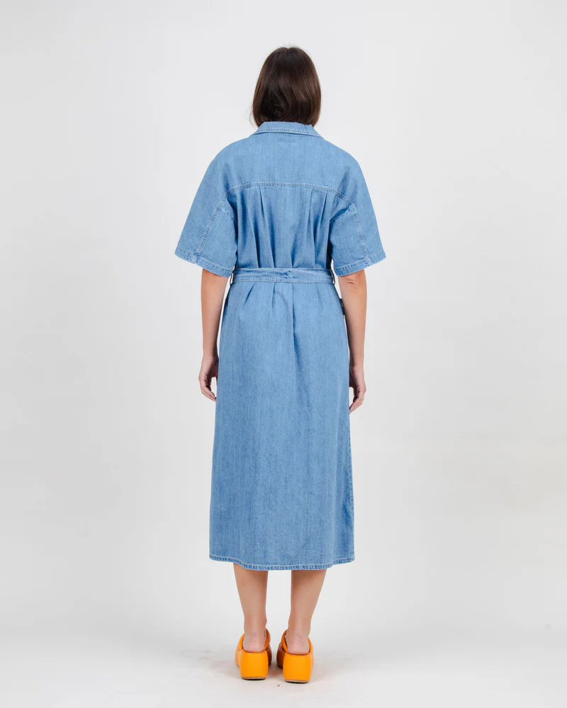 
                  
                    Washed Blue Denim Shirt Dress
                  
                