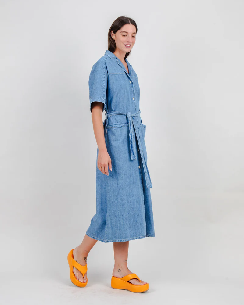 
                  
                    Washed Blue Denim Shirt Dress
                  
                