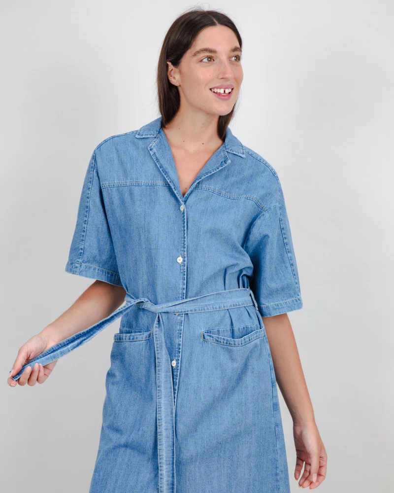 
                  
                    Washed Blue Denim Shirt Dress
                  
                