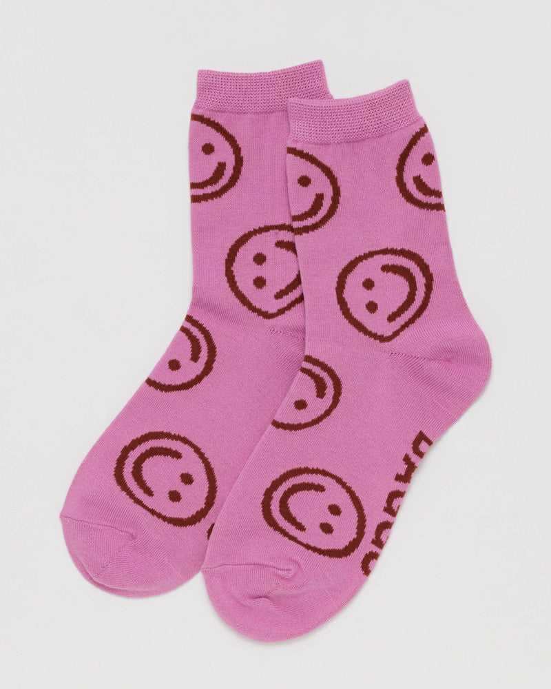 
                  
                    Extra Pink Happy Crew Socks
                  
                