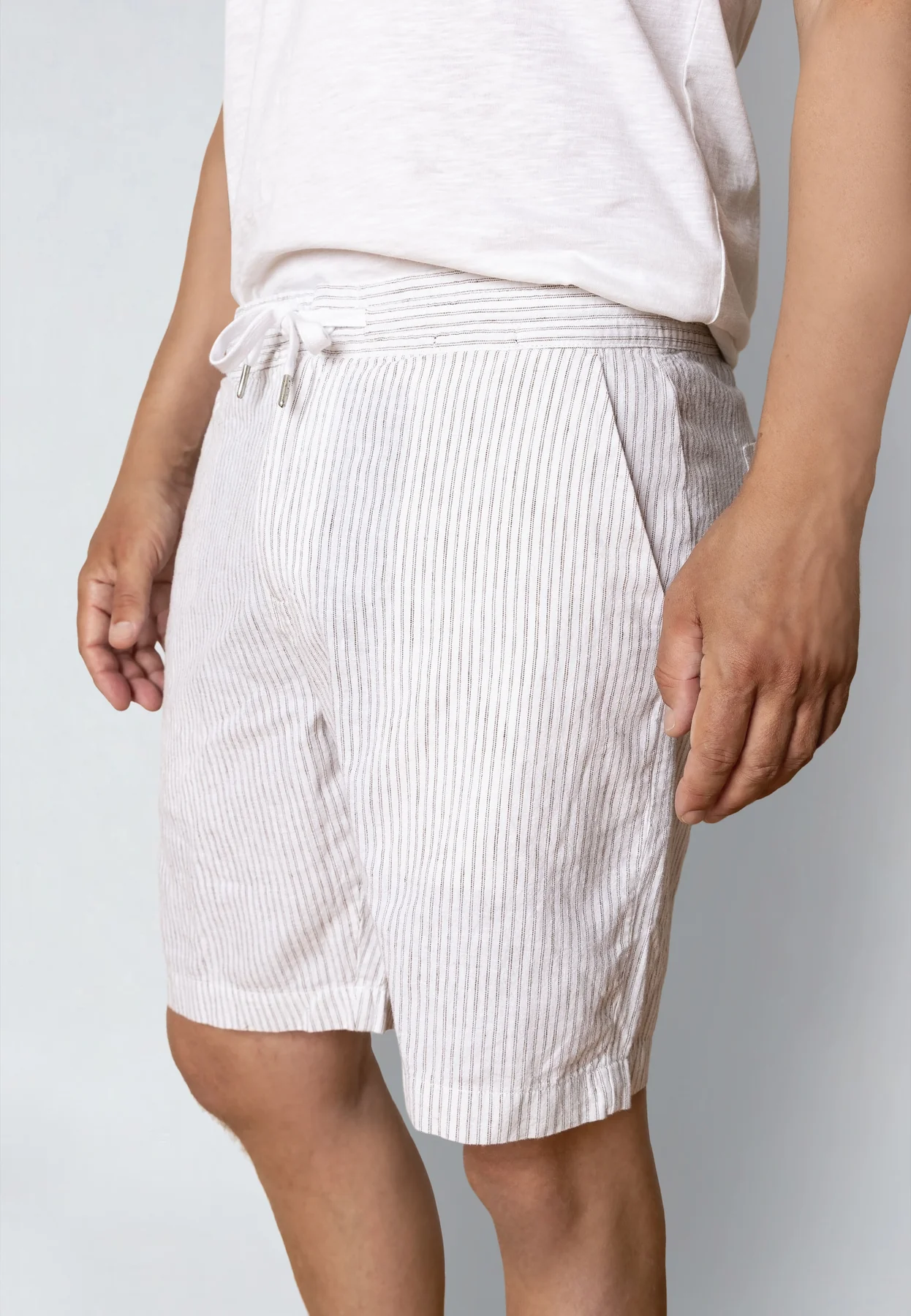 
                  
                    BARCELONA LUCA White Shitake Striped Shorts
                  
                