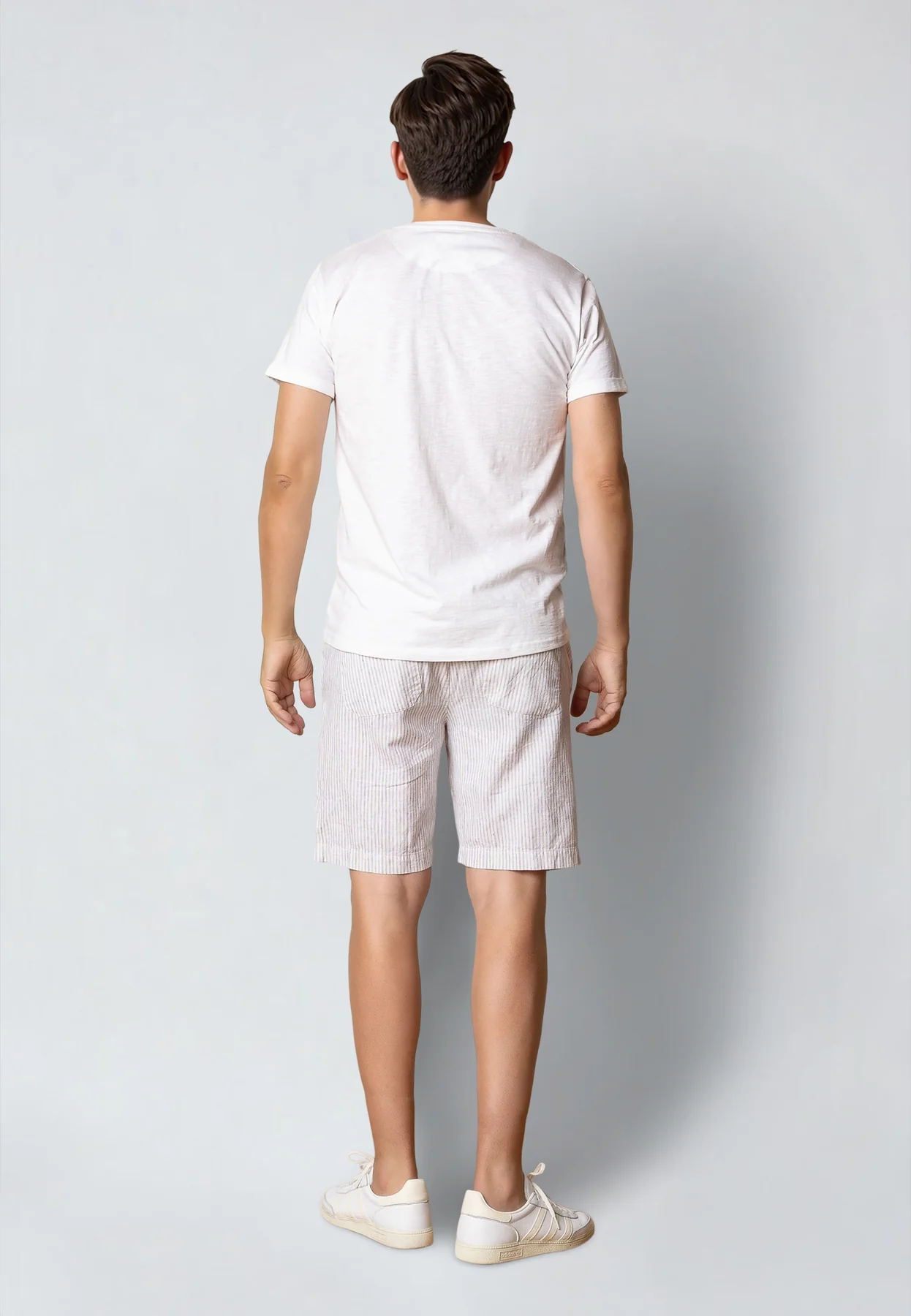 
                  
                    BARCELONA LUCA White Shitake Striped Shorts
                  
                