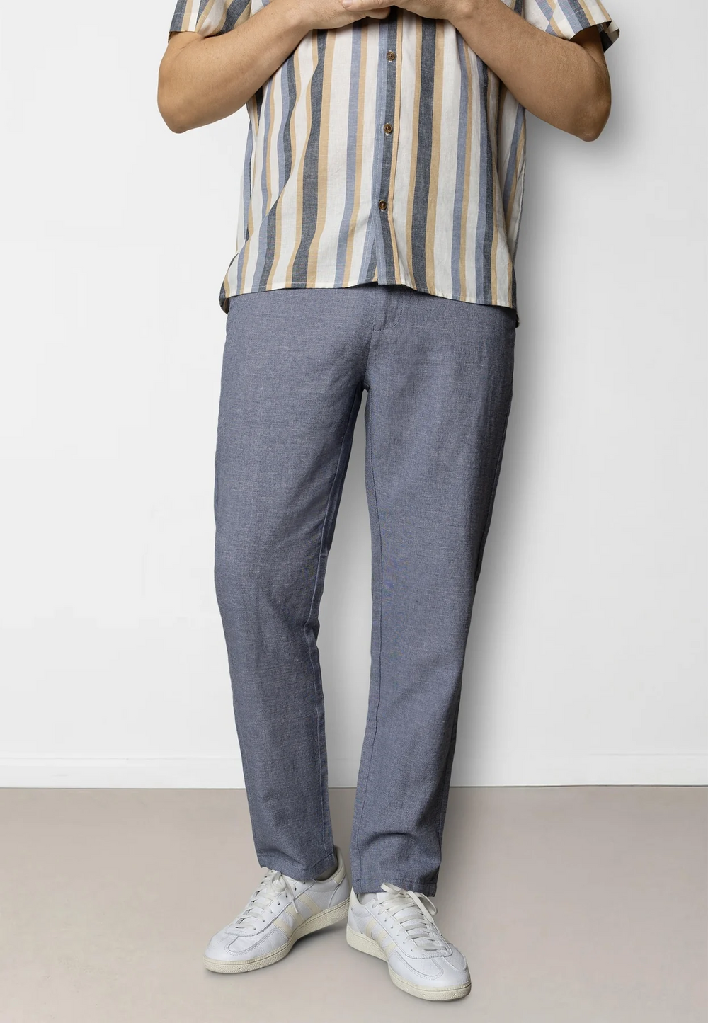 COPENHAGEN ROMAN Navy Melange Linen Trousers