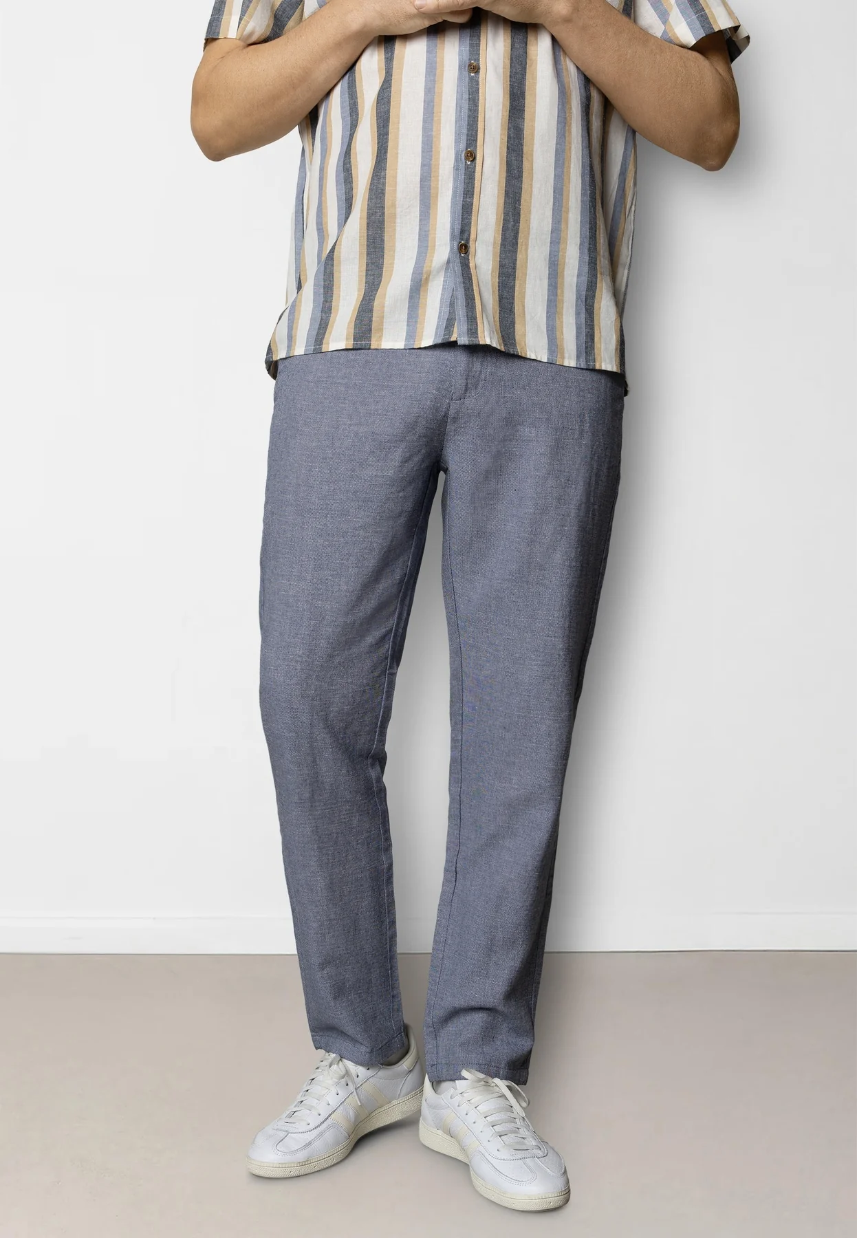 
                  
                    COPENHAGEN ROMAN Navy Melange Linen Trousers
                  
                