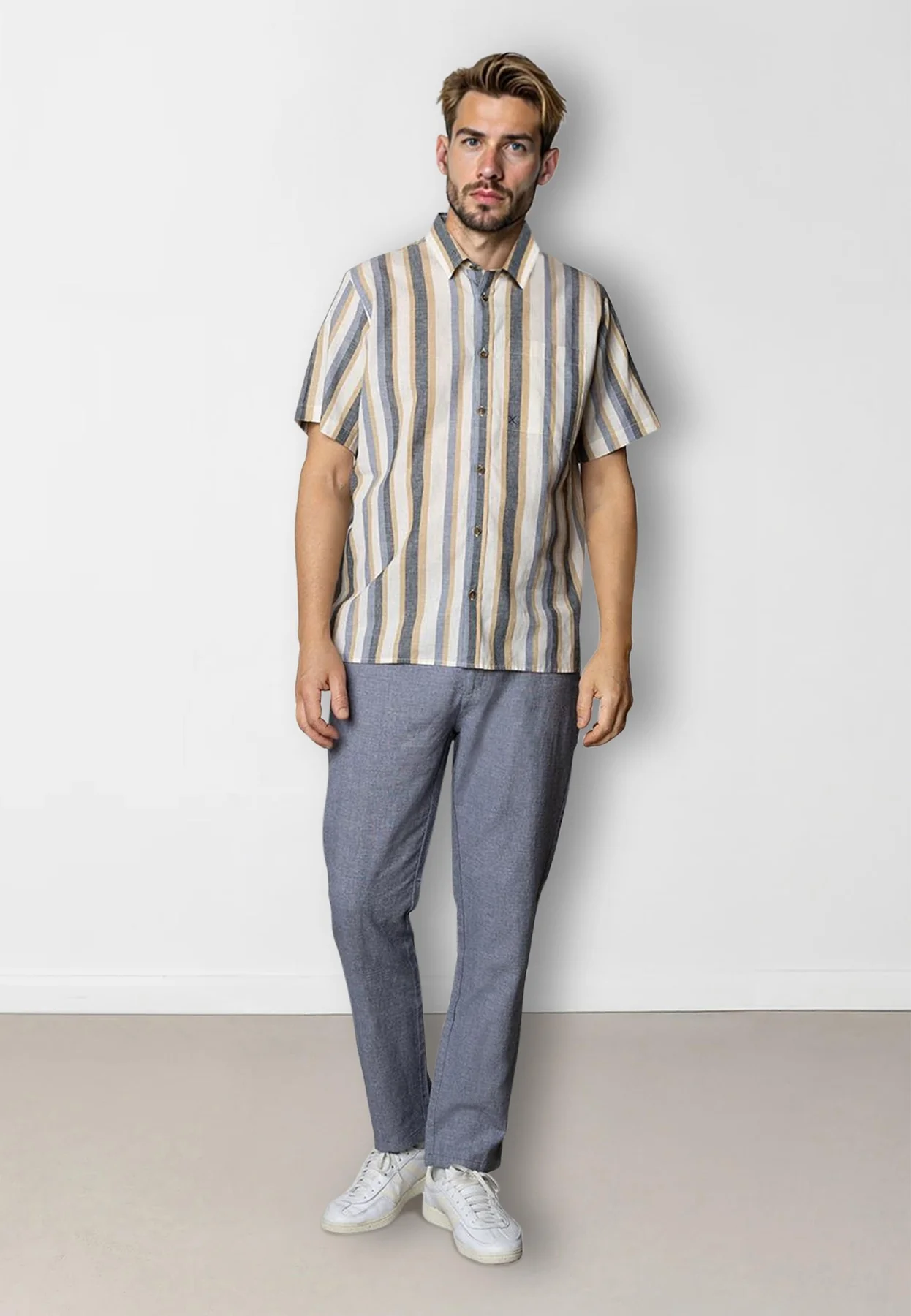 
                  
                    COPENHAGEN ROMAN Navy Melange Linen Trousers
                  
                