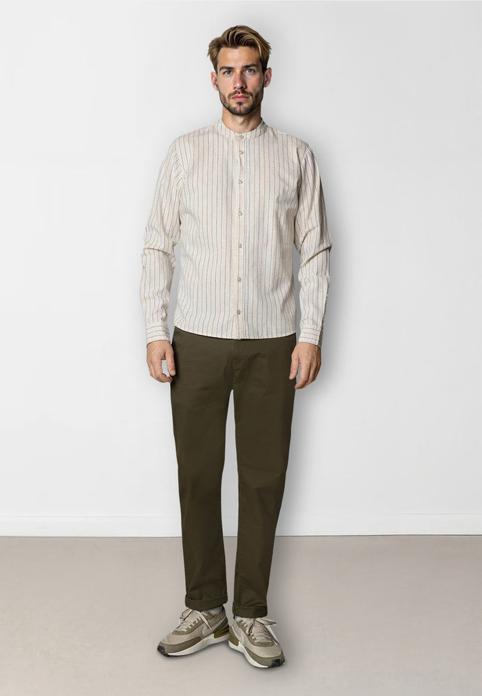 
                  
                    RAN MAO Light Beige Stripe Shirt
                  
                