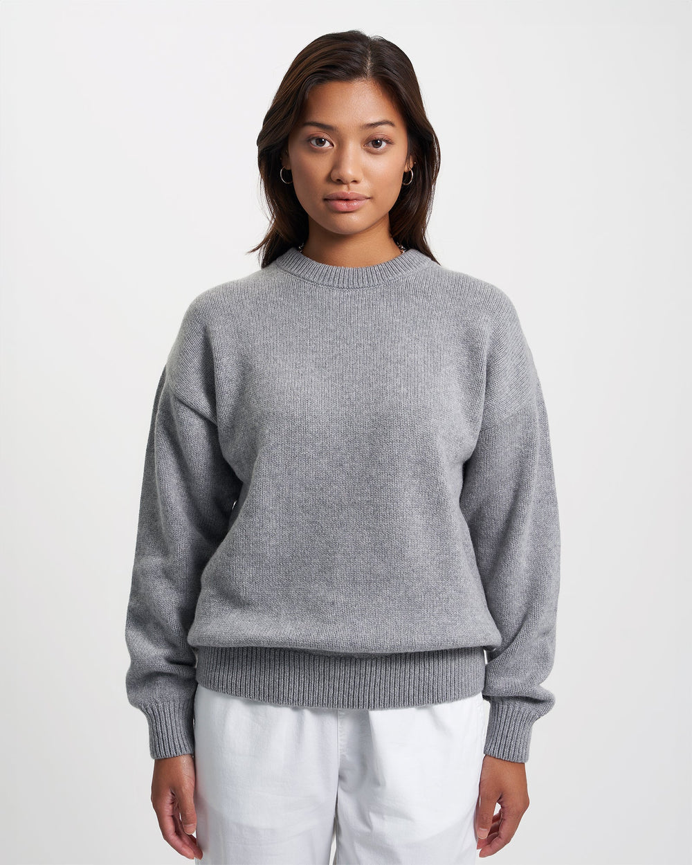 Heather Grey Oversized Merino Wool Crew Jumper – Victoria met Albert