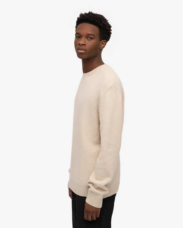 
                  
                    Ivory White Classic Merino Wool Crew Jumper
                  
                