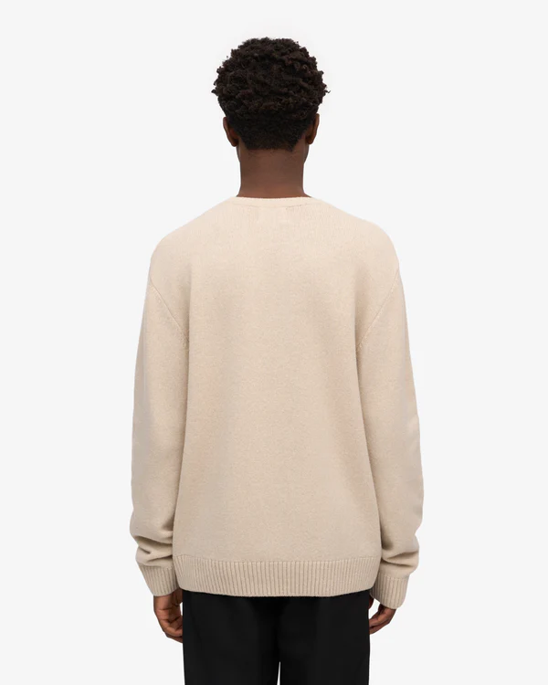 
                  
                    Ivory White Classic Merino Wool Crew Jumper
                  
                