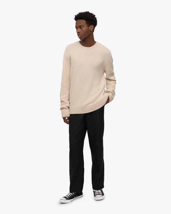 
                  
                    Ivory White Classic Merino Wool Crew Jumper
                  
                