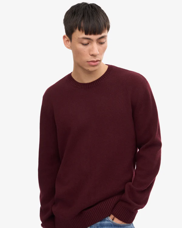 
                  
                    Oxblood Red Classic Merino Wool Crew Jumper
                  
                