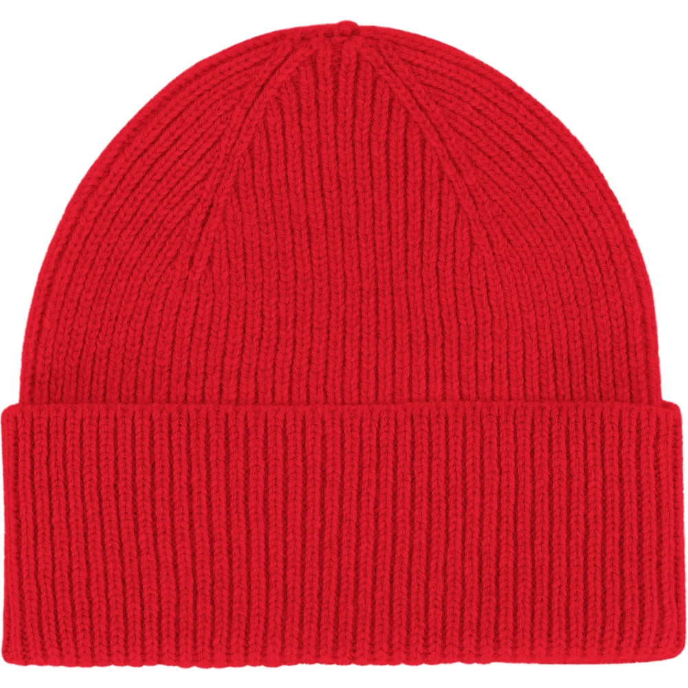 Scharlachrote Beanie-Mütze aus Merinowolle