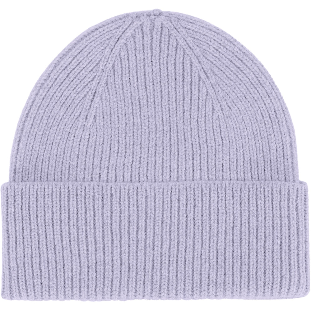 Weiche Beanie-Mütze aus Merinowolle in Lavendel