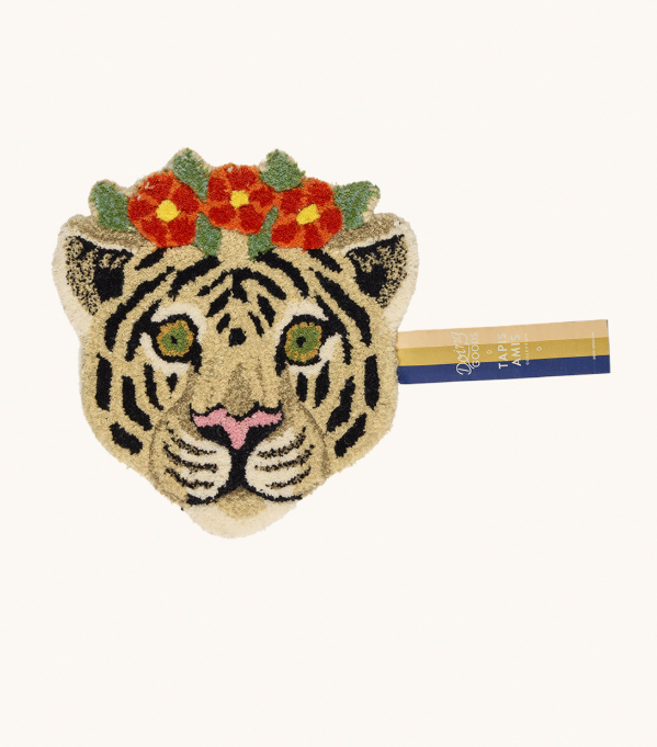 FLORAL White Tiger Head Rug