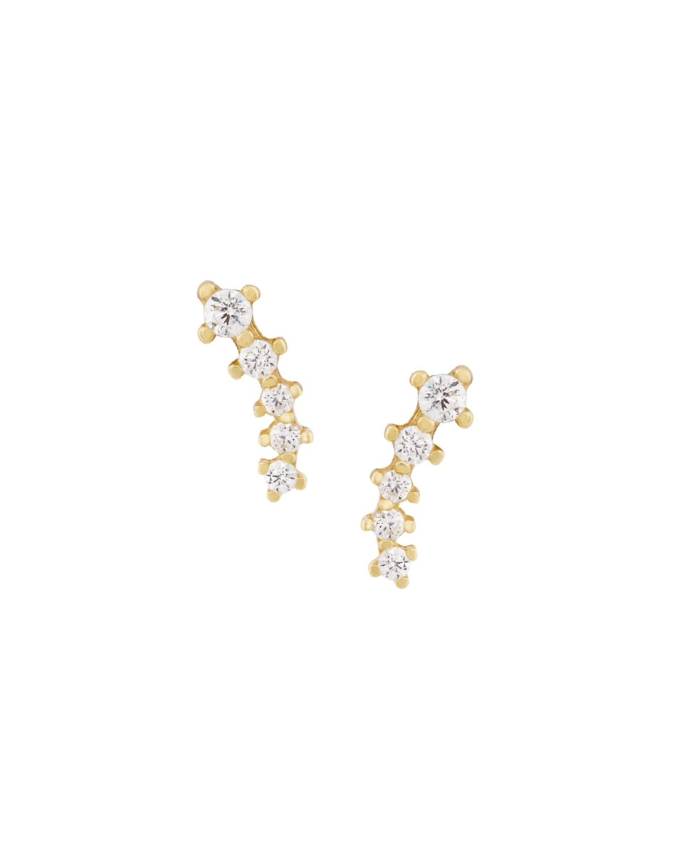 Gold 5 Gemstones Mini Studs Earrings