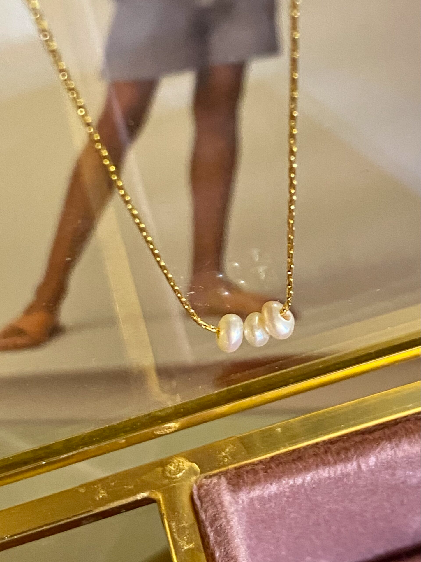 
                  
                    Gold Fine With 3 Pearls Necklace
                  
                