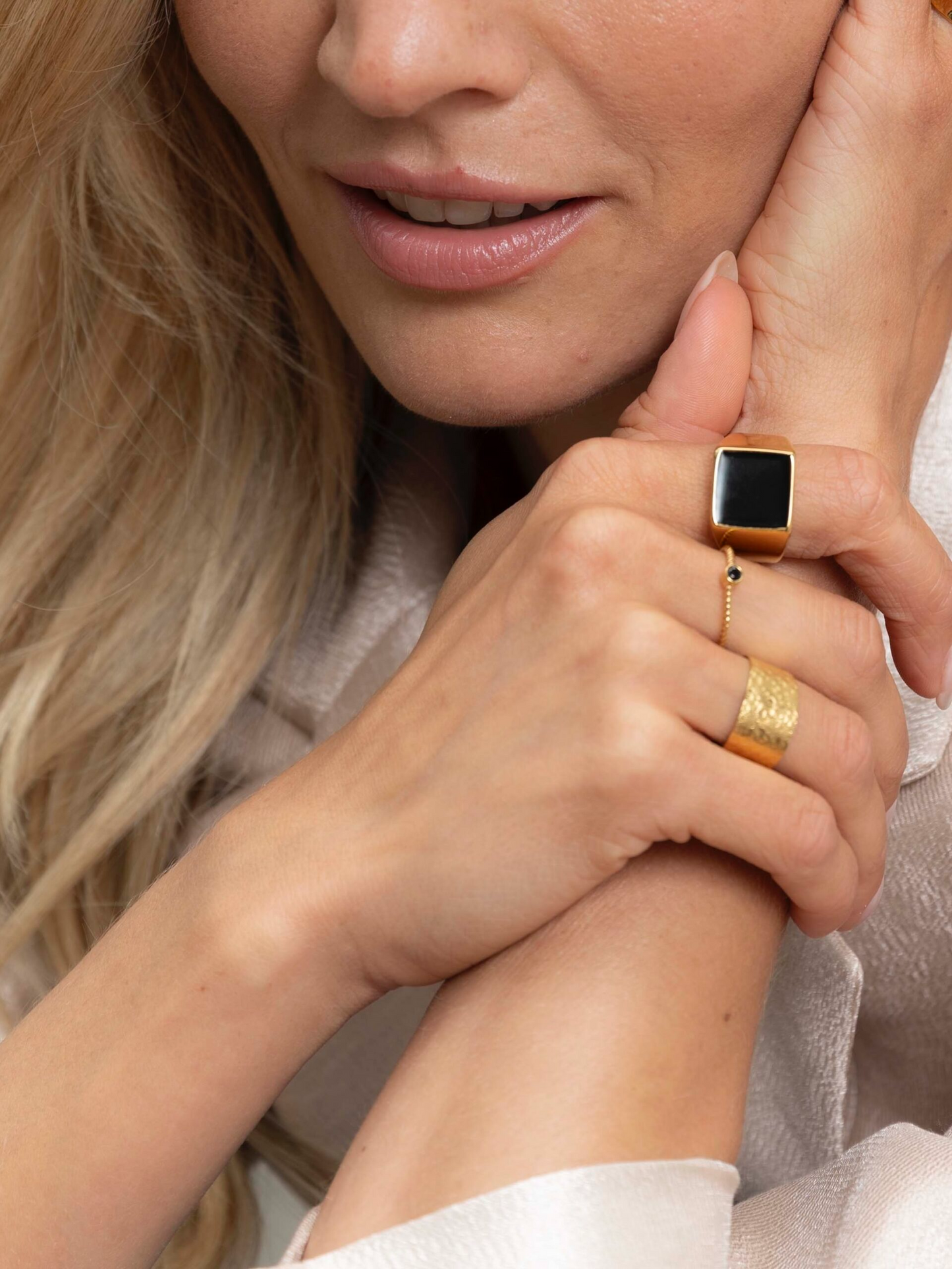 
                  
                    Gold Flat Hammered Ring
                  
                