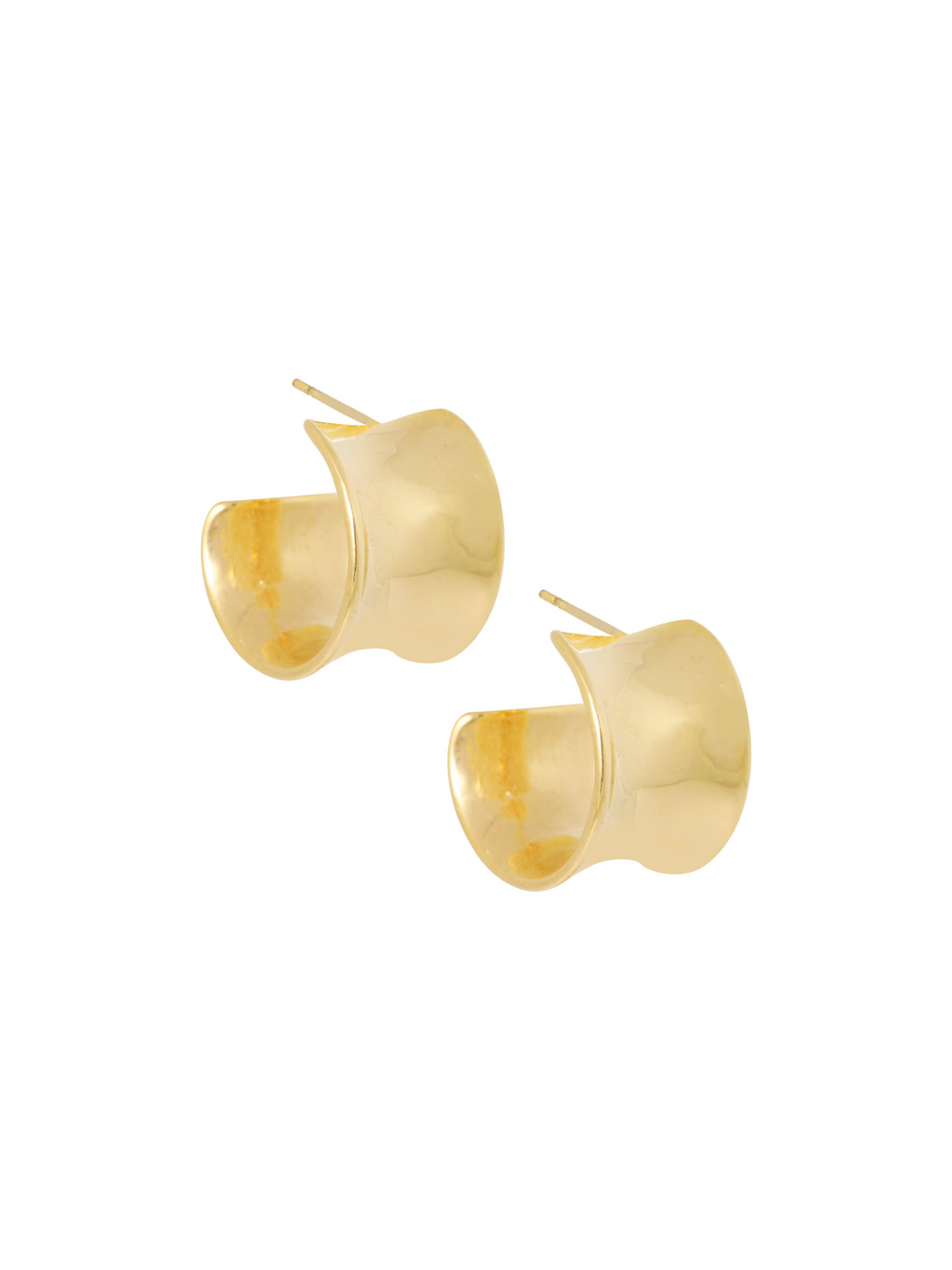 Gold Wide Short Earrings