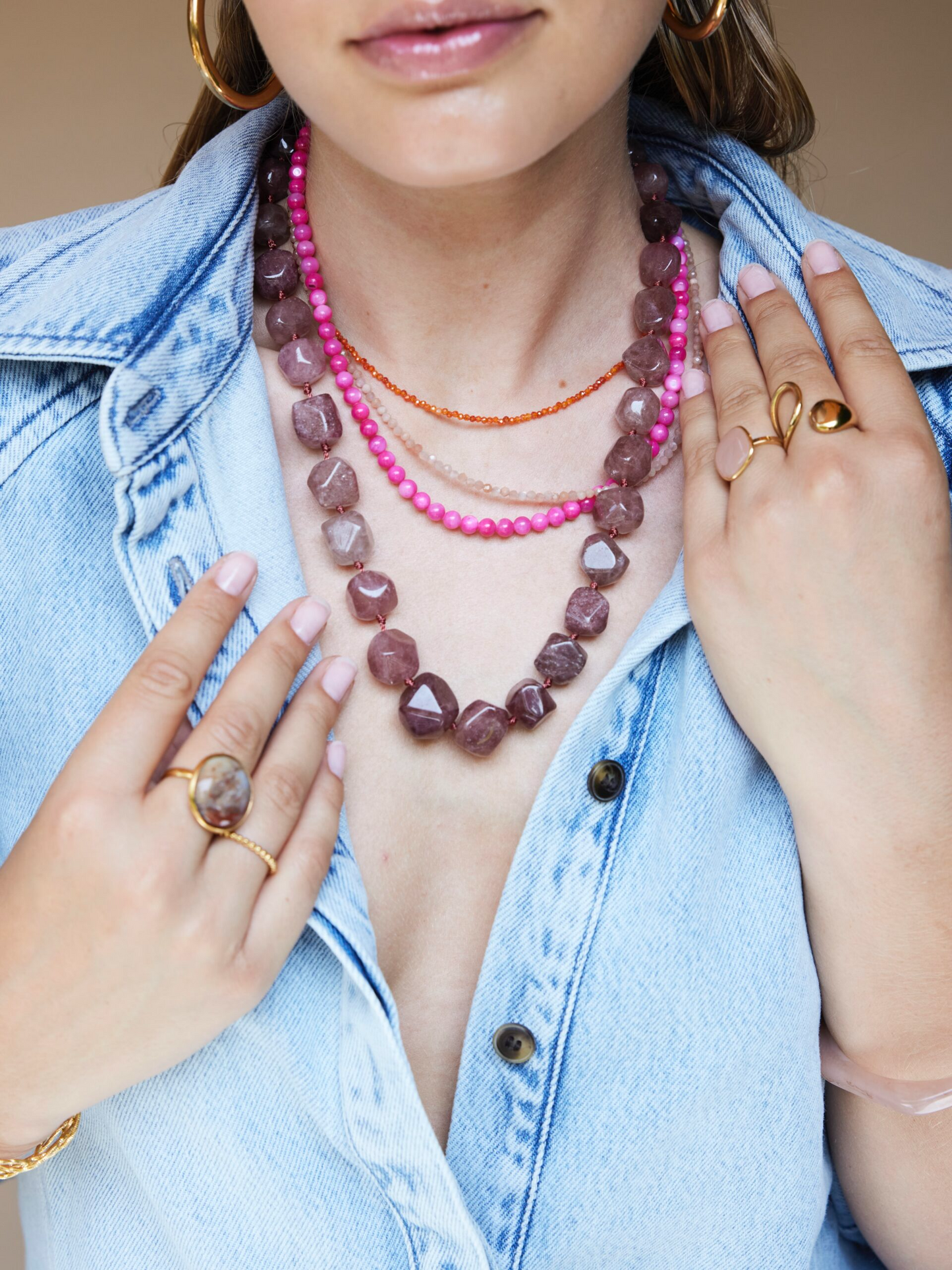 
                  
                    Warm Pink Organic Gemstone Xl Necklace
                  
                