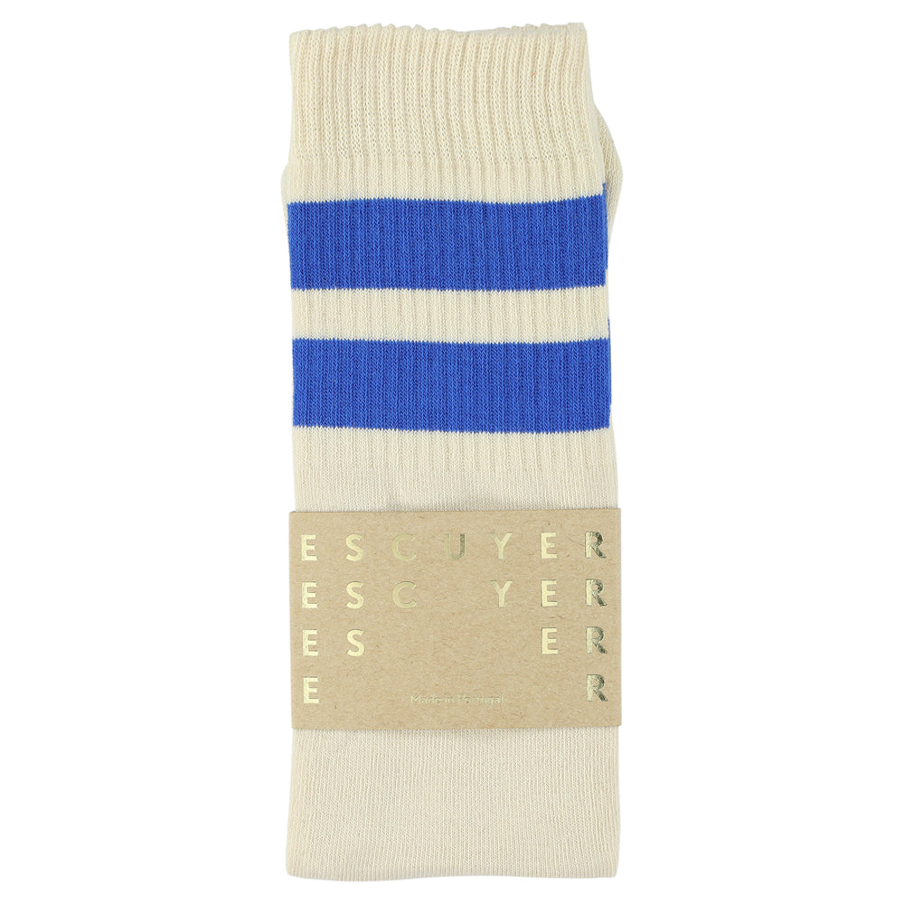 
                  
                    Ecru Bright Blue Tube Socks
                  
                