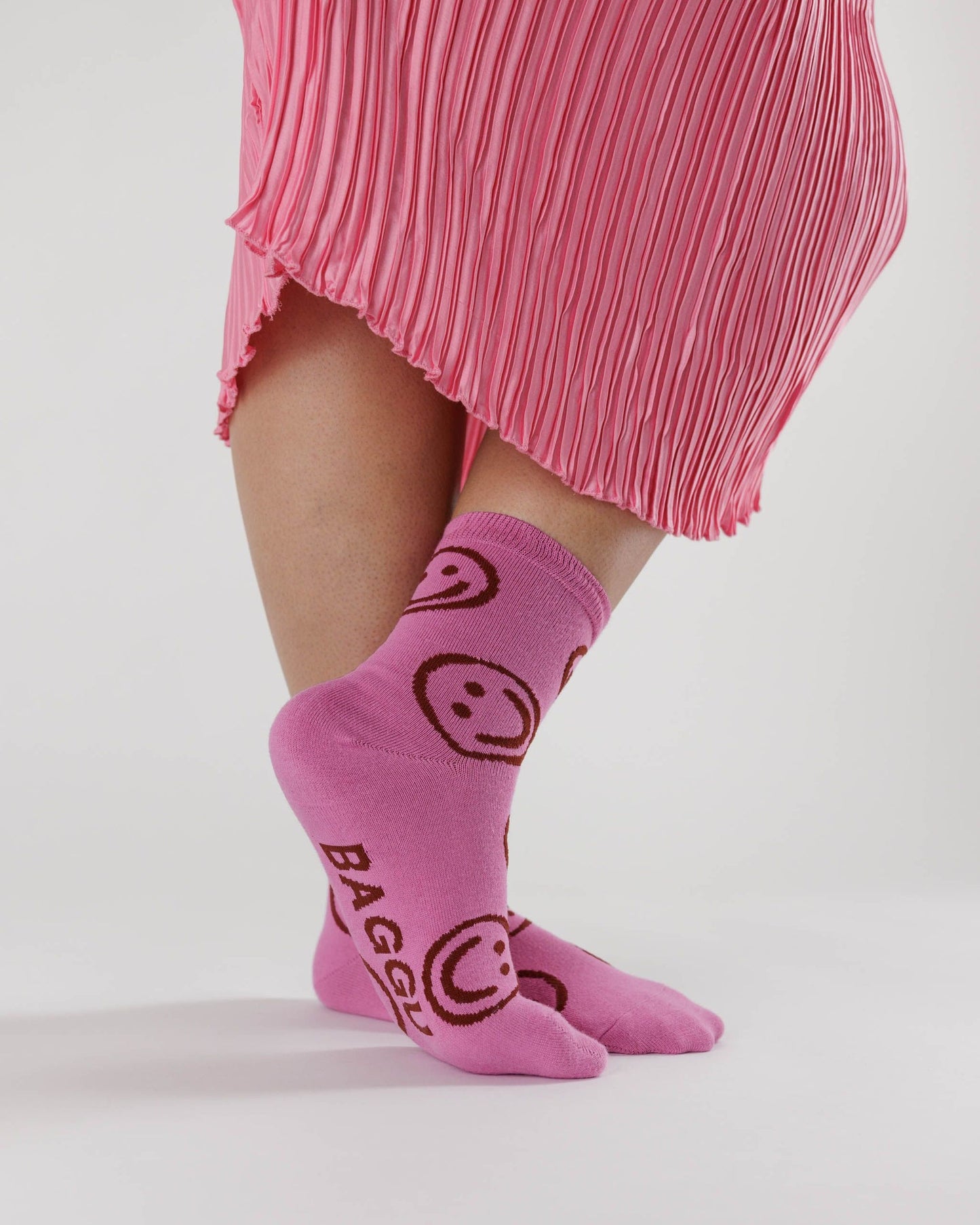 
                  
                    Extra Pink Happy Crew Socks
                  
                