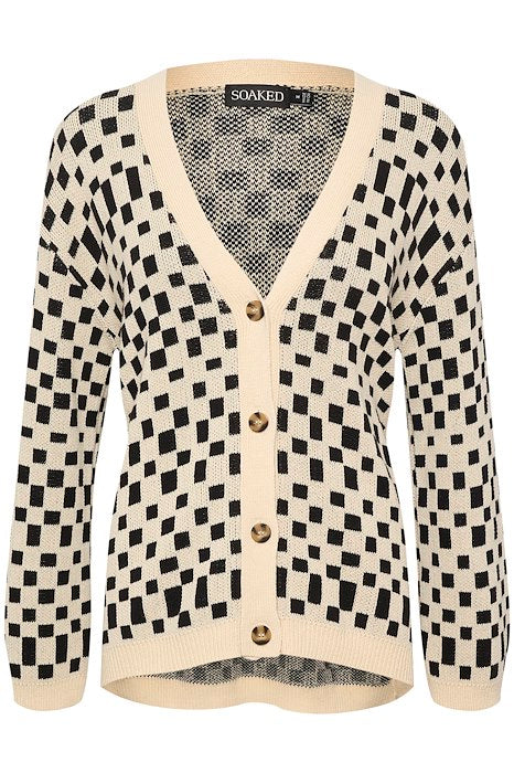 SLCABBA Schwarz-weißer Cardigan mit kleinem Karomuster