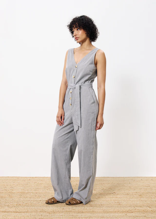 MADDIE Creme Striped Jumpsuit
