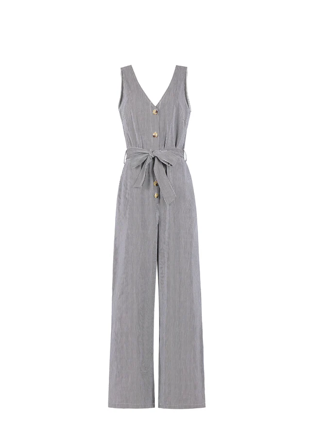 MADDIE Cremefarbener gestreifter Jumpsuit